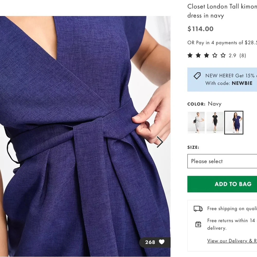 ASOS Royal Blue Wrap-Style Dress - Picture 3 of 7